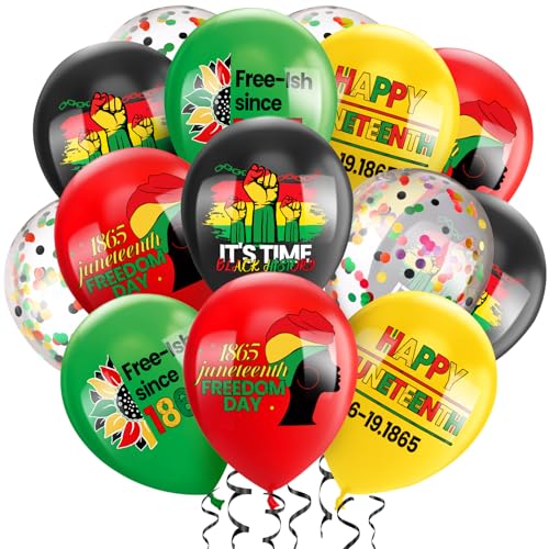 50 Pcs Happy Juneteenth Balloons - Freedom Day Black Patriotic Decoration Latex Balloons for 1865 June 19th Black History Party