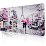 Paris Eiffel Tower Desk Pad Mat, Romantic Vintage Gray Pink Large Desk Mat For Girls Women, Laptop Desk Mouse Pad For Office Work/Home/Decor, Pink, 31.5" X 15.7