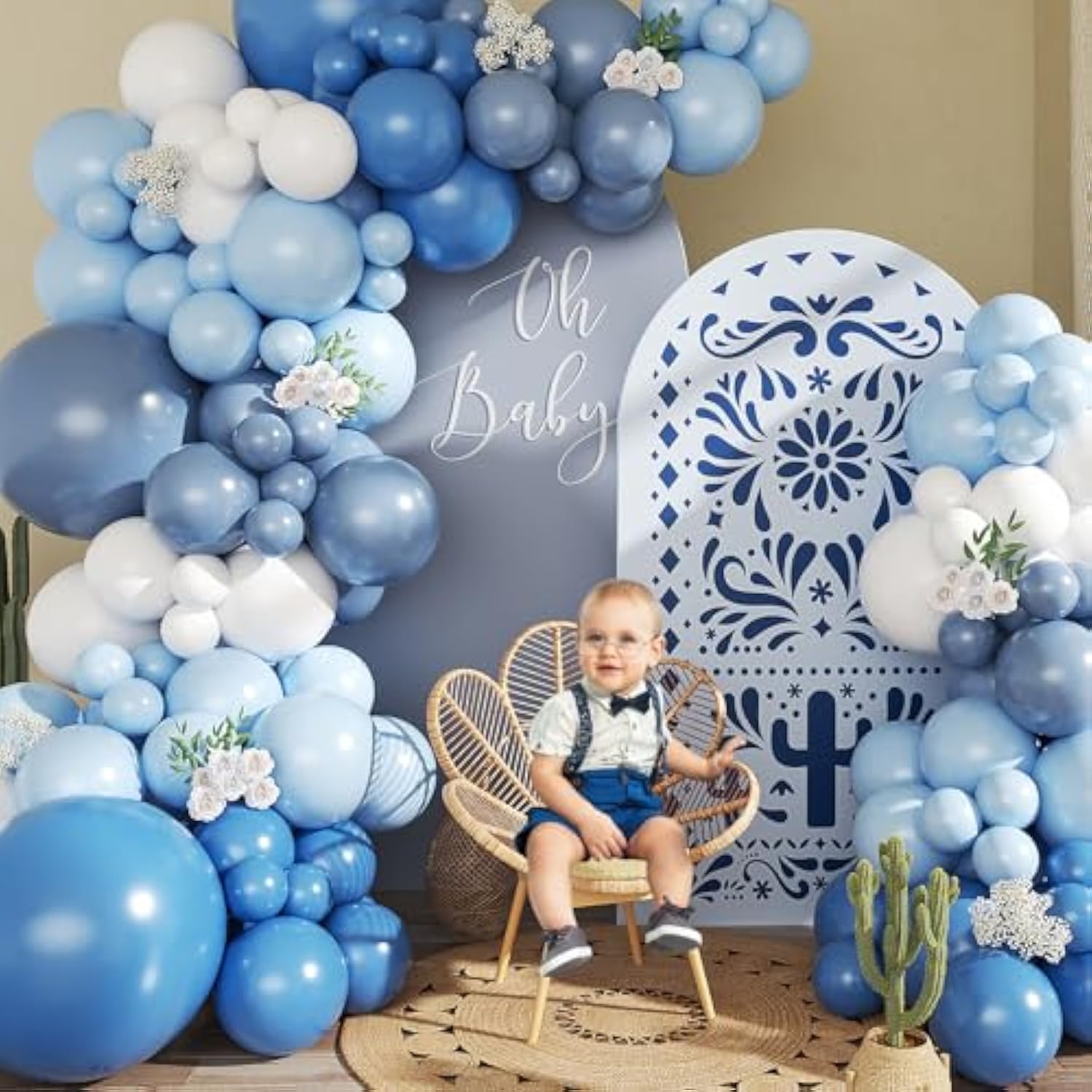 Dusty Blue Balloon Arch Kit,145Pcs Denim Light Blue And White Balloons Garland Kits For Birthday Baby Shower Gender Reveal Bridal Wedding Party Decorations