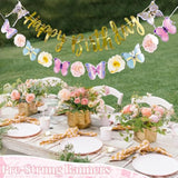 Butterfly Birthday Decoration, Pink Butterfly Party Decors With Butterfly Balloons, Happy Birthday Banner, 3D Stickers, Tablecloth, Party Decor For Girls