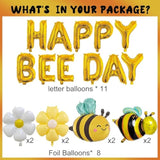 Bee-Themed Happy Bee Day Banner & Foil Balloons for Kids’ Parties