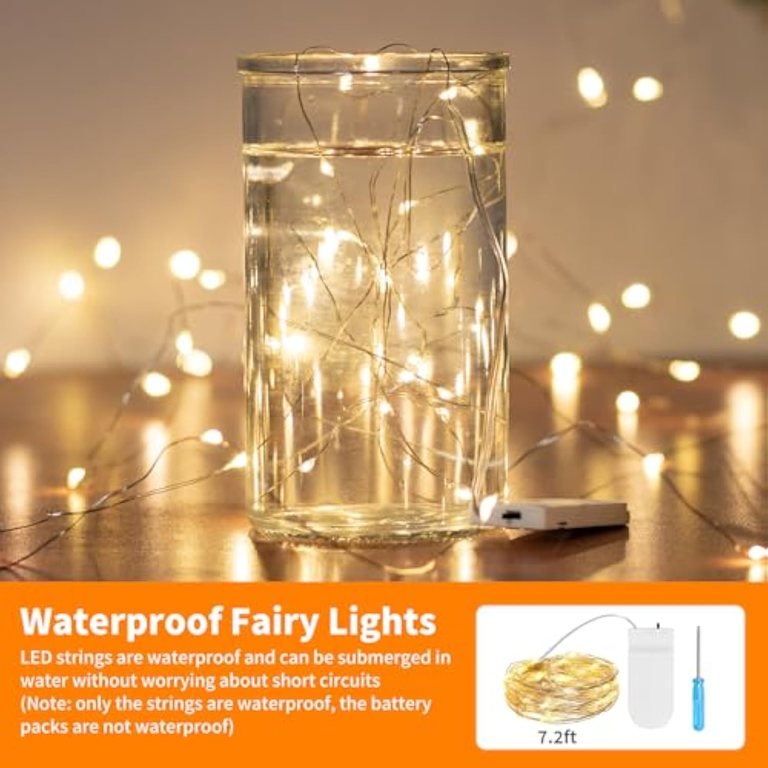 6 Pack Fairy Lights Battery Operated 7.2 Ft 20 Led Mini String Lights Waterproof Silvery Copper Wire Firefly Starry Ligh