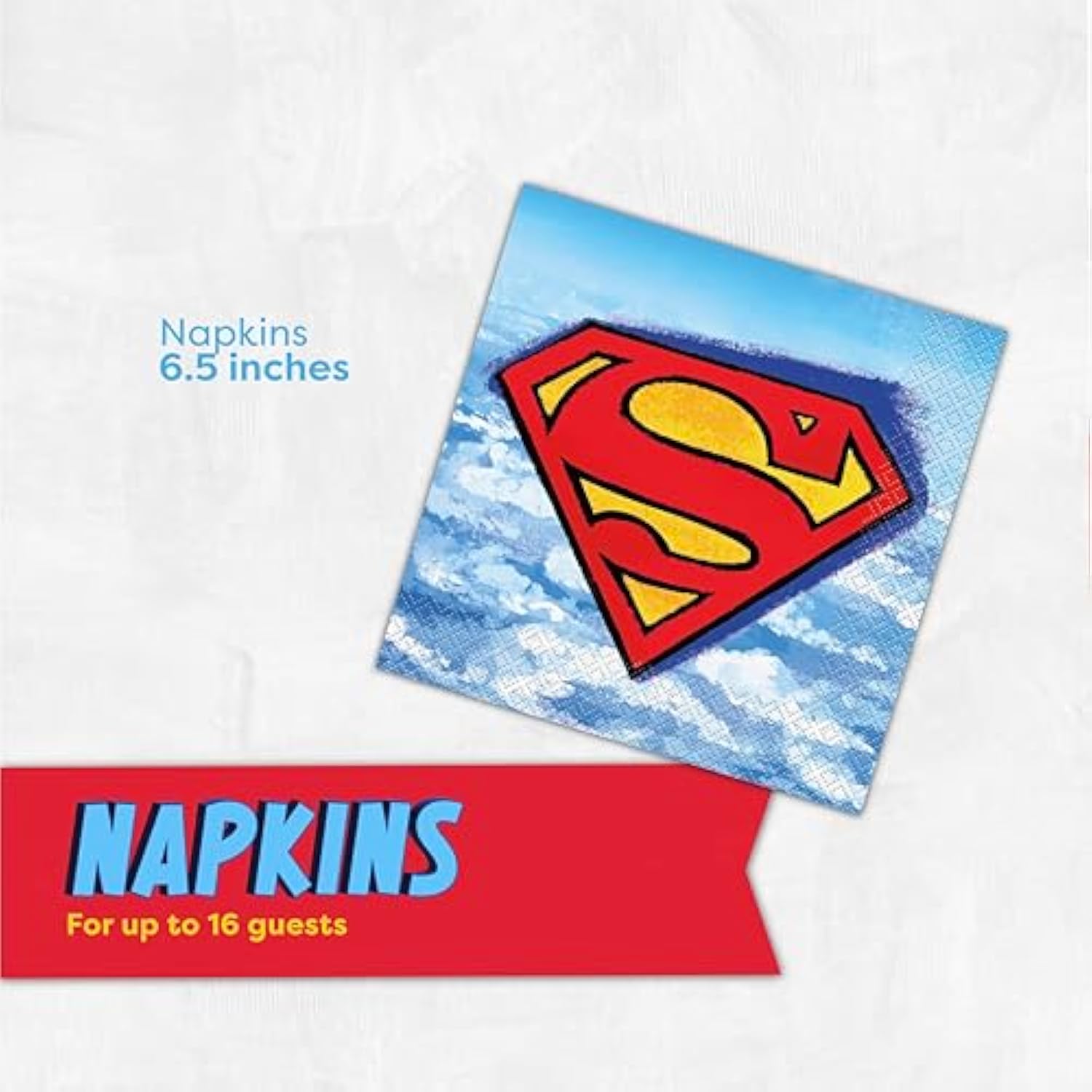 Unique Superman Plates and Napkins for 16 | Superman Birthday Decorations for Party | Officially Licensed