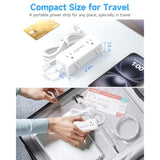 Retractable Usb-C Charger, 20W Pd Fast Travel Charger For Multiple Devices, 5Ft Flat Extension Cord, 4 Ac Outlets, Small Compact Charging Station With Lightening Adapter For Iphone 16/15/14