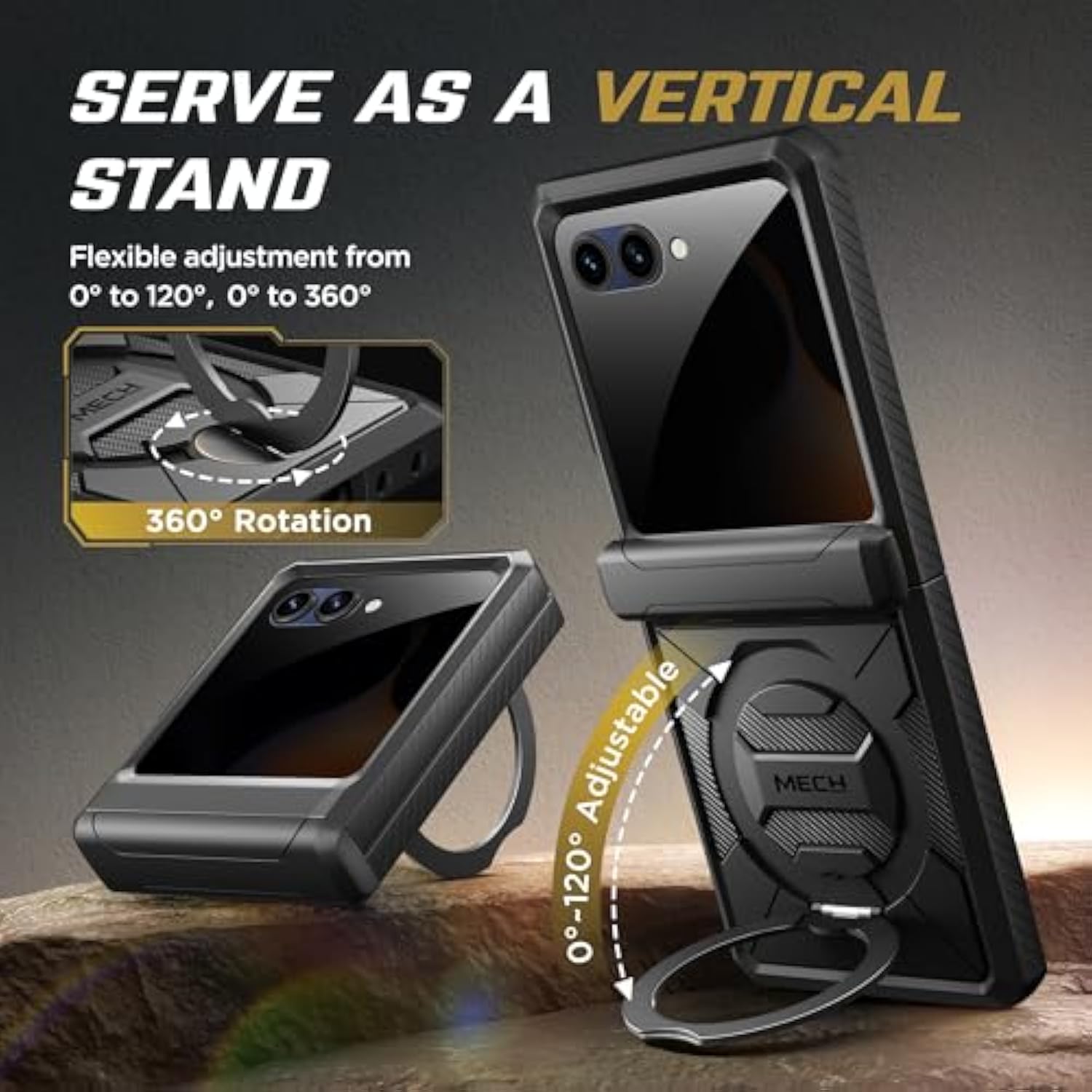 360° Spin Magnetic Stand For Motorola Razr 2025/2024 Case With Privacy Screen Protector, [Compatible With Magsafe] [Anti Spy] Full-Body Shockproof Case For Moto Razr 2024/2025, Black