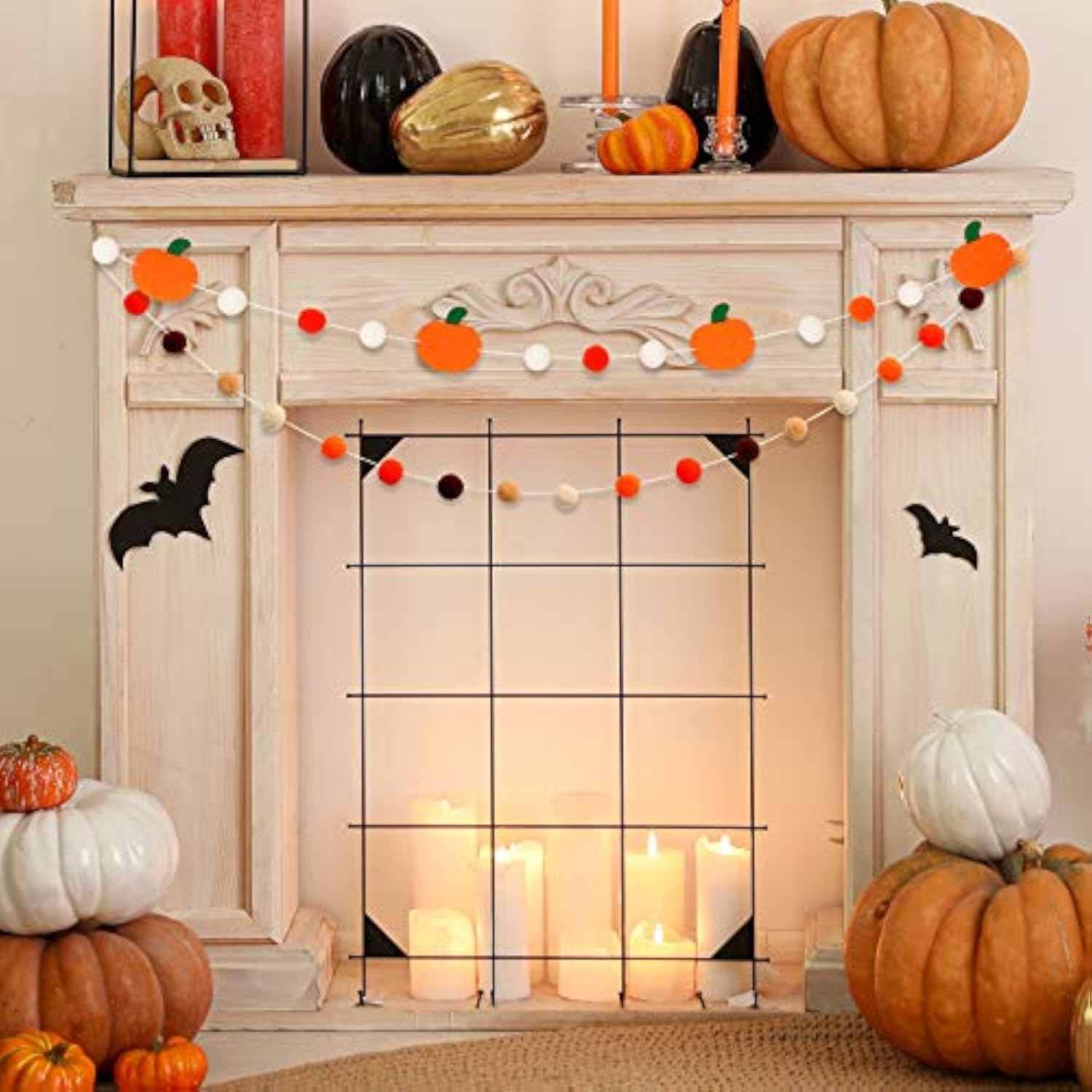 4 Pieces Thanksgiving Felt Garland Set Pom Pom Garland Thanksgiving Wo