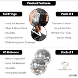 8pcs Disco New Year Party Set 4D Balloons Black Silver Fringe Backdrop