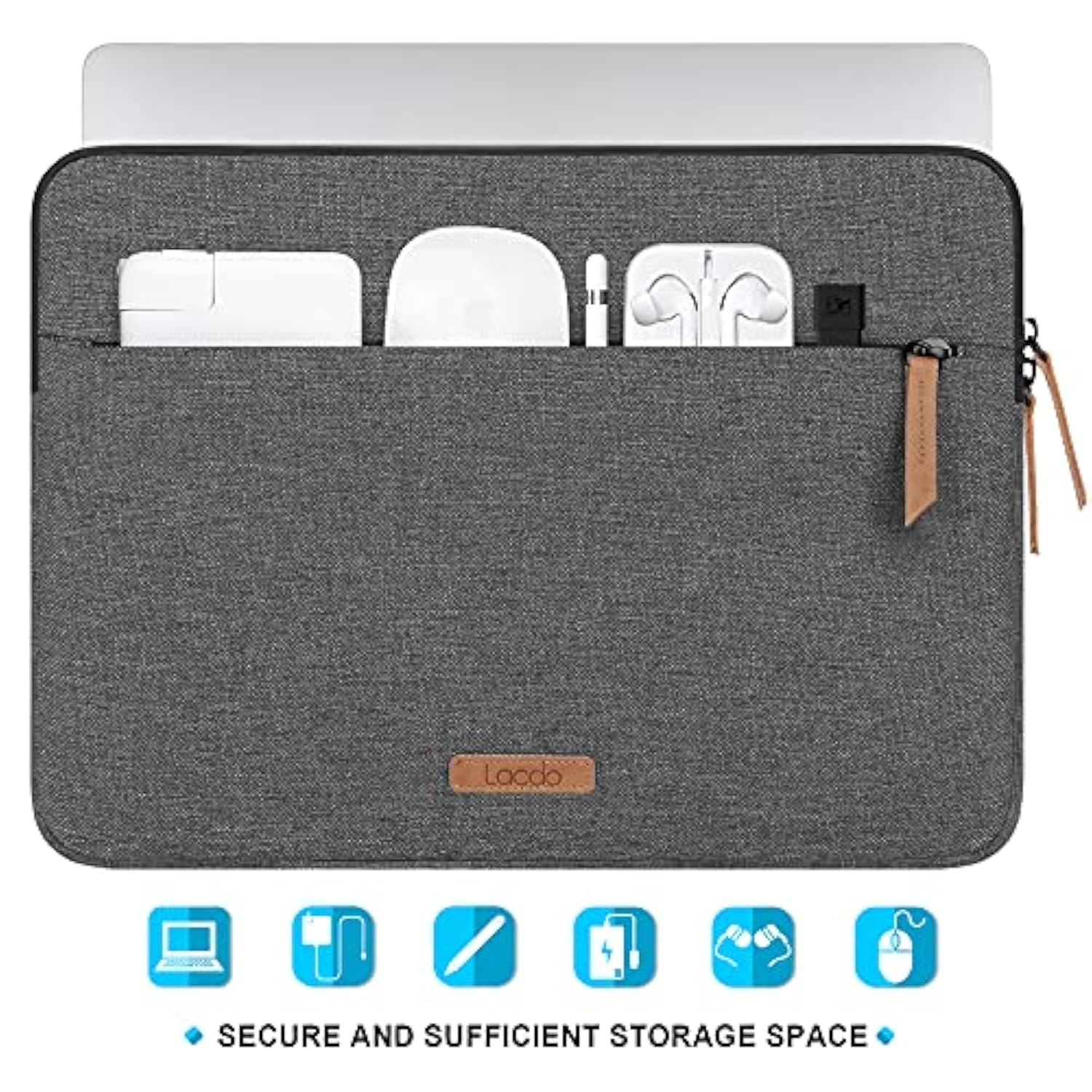 360° Protective Laptop Sleeve Case For 13 Inch New Macbook Air M4 A3240 2025, M3 A3113, M2 A2681, M1 A2337, 13" Macbook Pro M2 M1, 13-Inch Ipad Air M3 / Ipad Pro M4 With Accessory Bag, Dark Gray