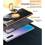 For Galaxy Note 10 Case: 360° Rotatable Ring Holder Magnetic Kickstand, Plating Rose Gold Edge Protective Case [ Not Applicable Note 10 Plus], Black