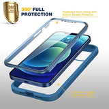 Designed For Iphone 12/12 Pro Case, Full Body Rugged With Built-In Touch Sensitive Anti-Scratch Screen Protector, Soft Tpu Bumper Case For Iphone 12/12 Pro 6.1" (Blue)