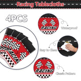 4 Pcs Racing Car Tablecloths - Rectangular Checkered Road Table Cloths For Race Car Party Supplies Boys Baby Shower, 51 X 86''