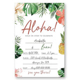 Hawaiian Aloha Luau Birthday Decorations, Aloha Party Celebration, Hawaiian Aloha Luau Birthday Invitation. (082)