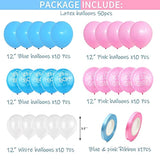 Gender Reveal Balloons, 50 Pcs Pink Blue White Latex For Baby Shower Decorations