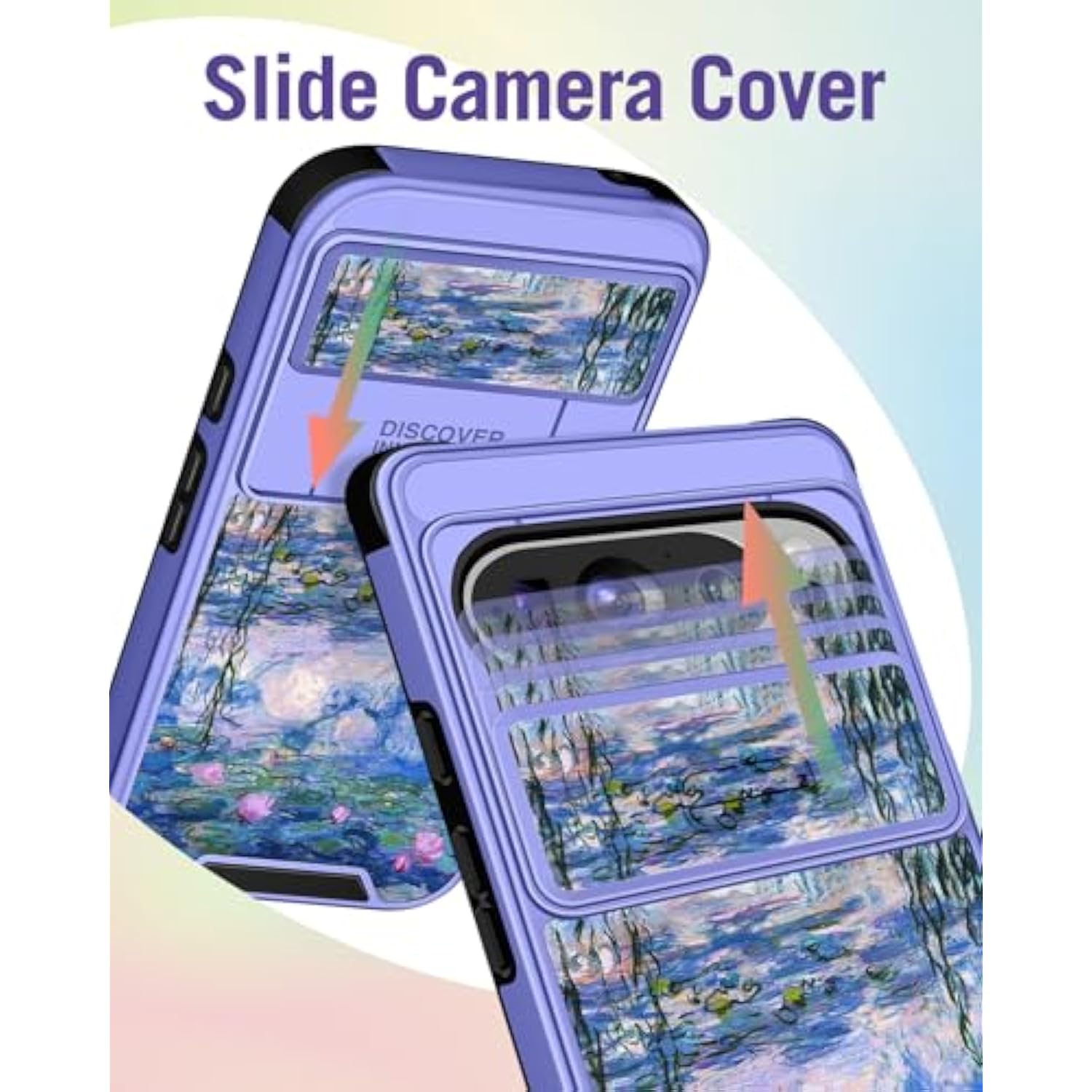 Cute Kawaii Blue Water Lily Case for Google Pixel 9 Pro XL with Ring Stand
