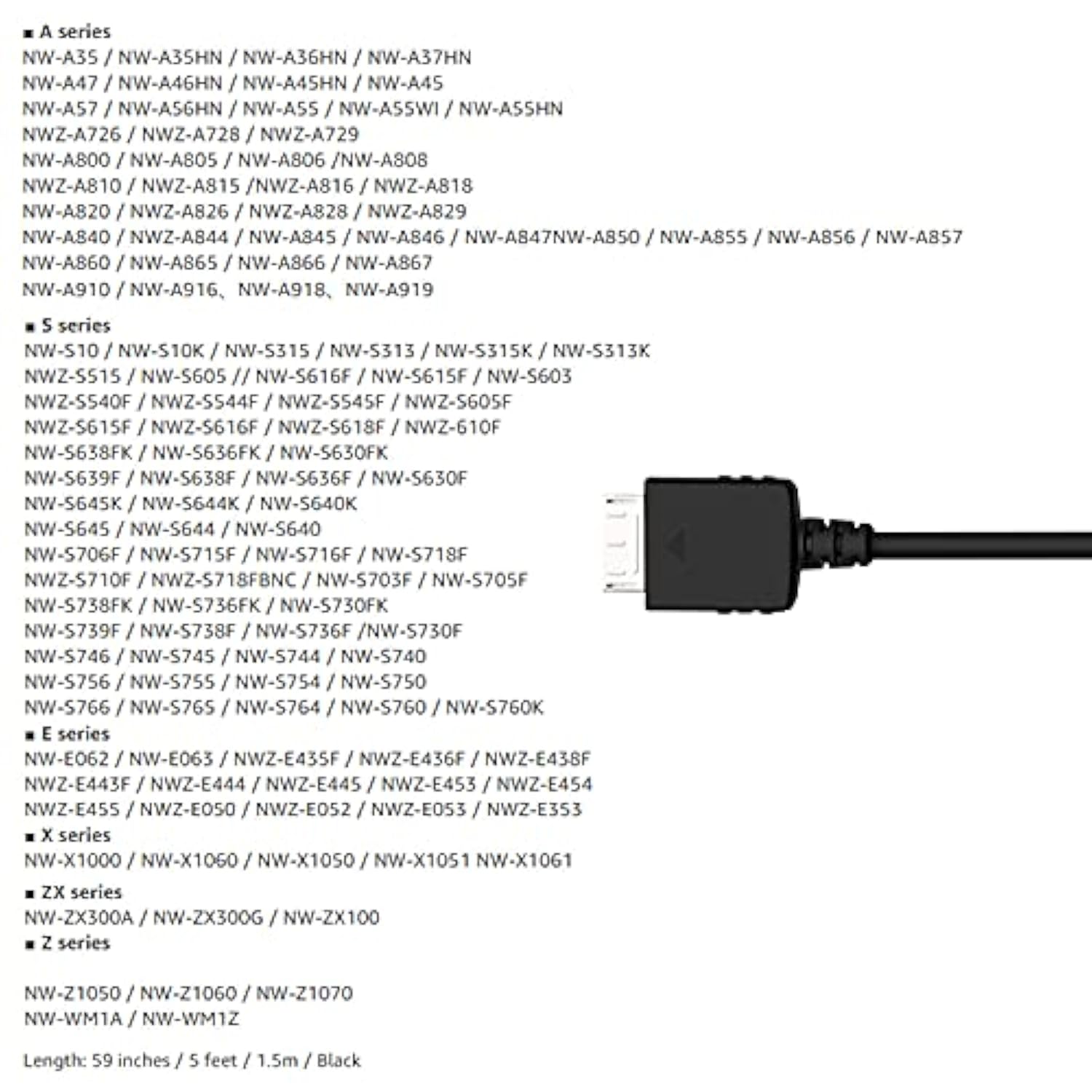 Mp3 Player Charger Cable Compatible With Sony Walkman Nwz Mp3, Charging Cord F