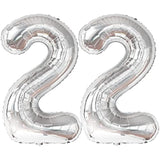 22 Balloon Number Silver - 40 Inch | 22 Number Balloons | Silver 22 Balloons, 22 Birthday Decorations For Men | 22 Birthday Balloons For Women | 22 Happy Anniversary Decorations