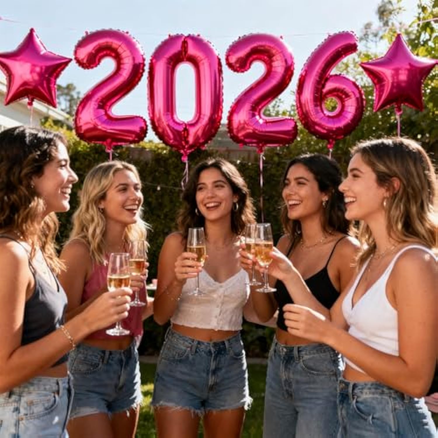 2026 New Year 6pcs Red Number Balloons 40in Party Decor