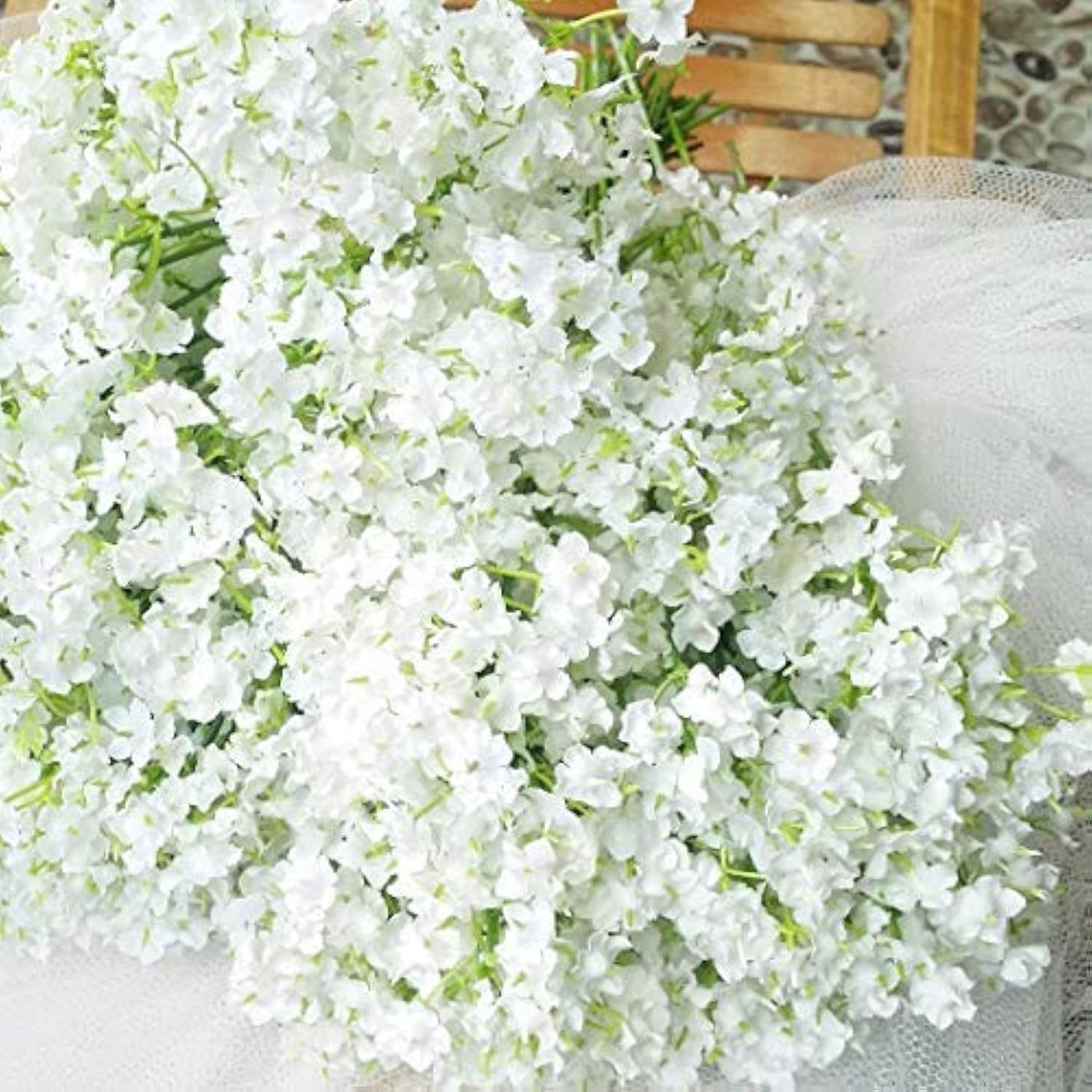 Baby Breath Gypsophila White Fake Artificial Flowers For Arrangements Diy, Wedding Bridal Bouquets, Centerpieces Party Home Decorations- 20Pc