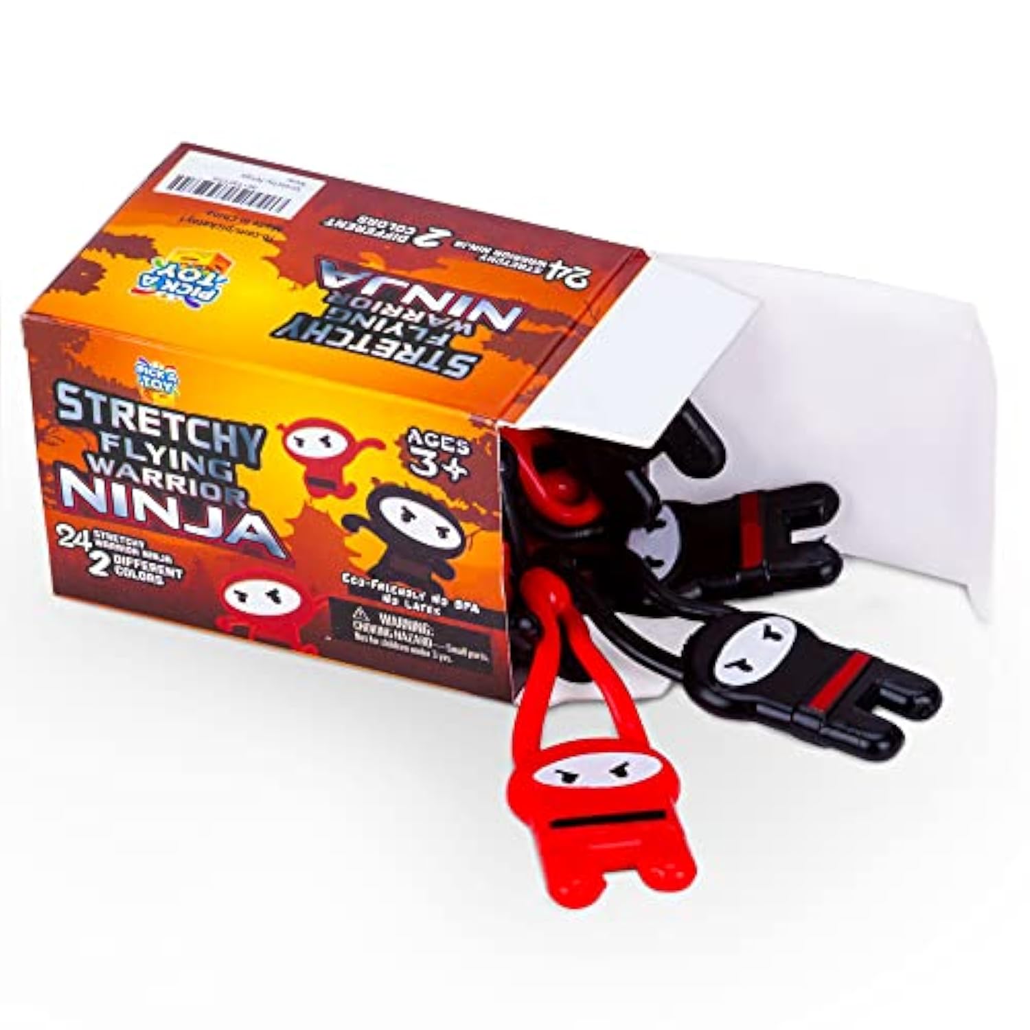 Stretchy Flying Ninjas 24-Pieces, Slingshot Toys For Boys And Girls, Easter Egg Filler, Karate Birthday Goodie Bags Stuffer And Ninja Party Favors Supplies