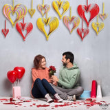 3D Valentines Hanging Decorations - 10 Inch, Pack Of 12 | Valentines Day Hanging Swirls, Valentines Day Hanging Decorations | Heart Garland Valentines Day Decorations, Valentines Decorations