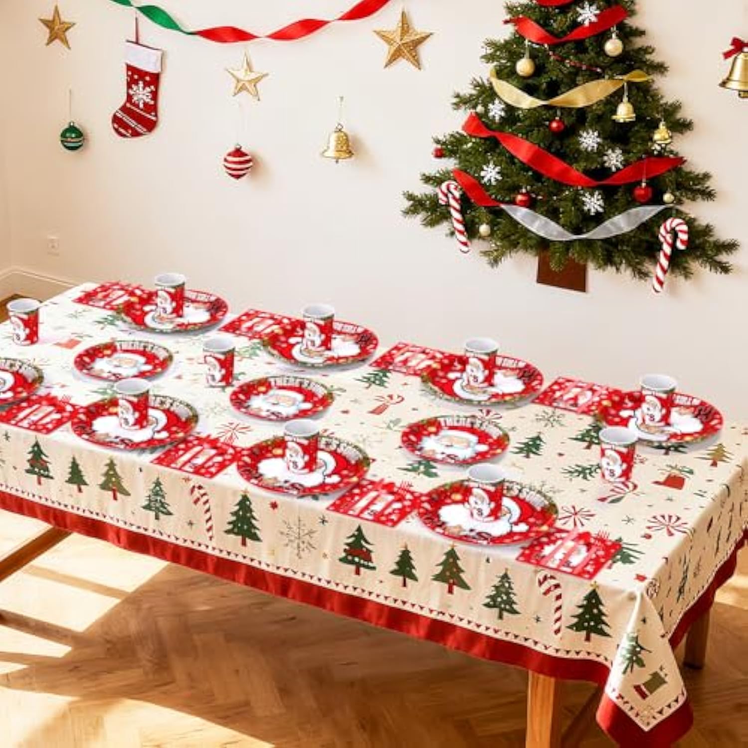 192Pcs Christmas Paper Plates And Napkins Merry Christmas Party Decorations Tableware, Plates, Cup, Funny Xmas Disposable Dinnerware Set Xmas Party Supplies Serve 24 Guests