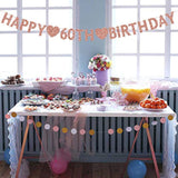 Rose Gold 60Th Birthday Banner, Glitter Happy 60 Years Old Woman Or Ma