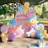 Blue Balloons Arch Kit 140Pcs Pastel Blue Pink Purple Blush Balloon With Dasiy Bone Dog Paw Foil Balloons For Boys Girls Blue Puppy Theme Baby Shower Birthday Party Decorations