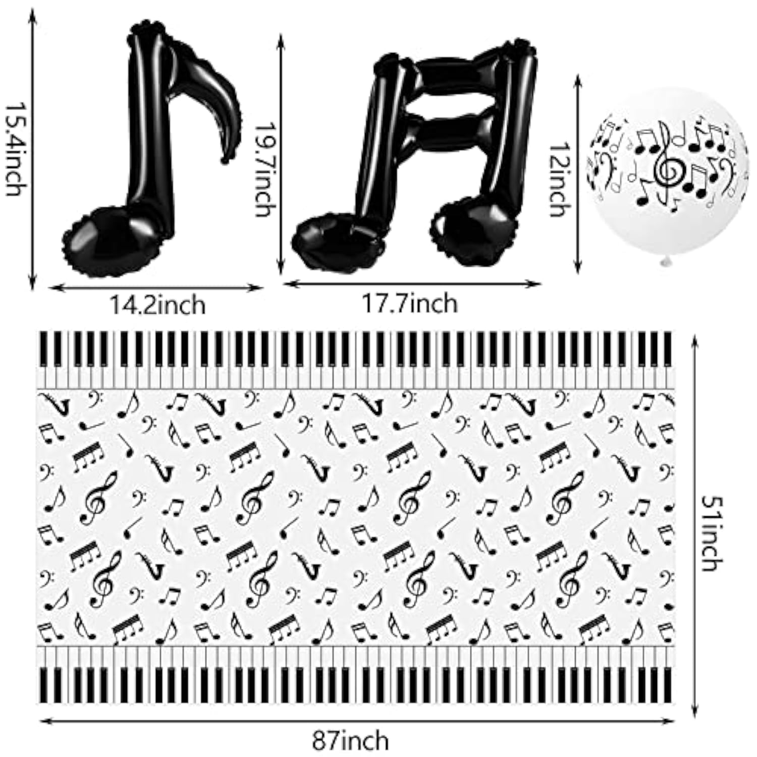 40-Piece Music Party Set with Balloons, Banner, Swirls & Tablecloth for Birthday Events