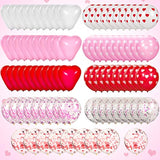 90 Pieces Valentine'S Day Balloons Kit Heart Shaped Pink Red Heart Print Latex Confetti Balloons For Valentine Party Supplies Decorations