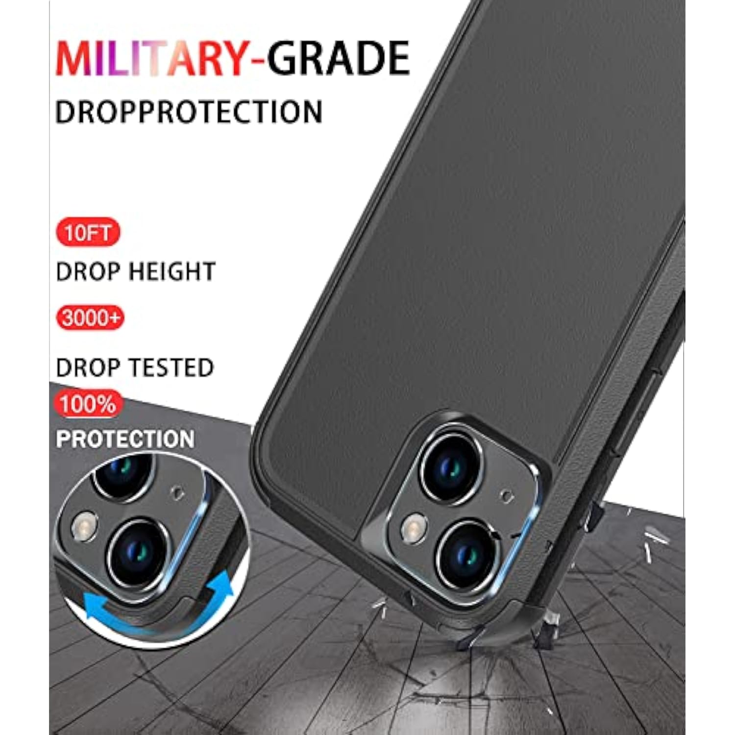 For 14 Case [Shockproof] [Dropproof] [Tempered Glass Screen + Camera Lens Protector] Heavy Duty Protection Phone Case Cover For 14 6.1Inch
