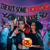 There’s Some Horrors in This House Halloween Banner Scary Bat Decor for Kids Party