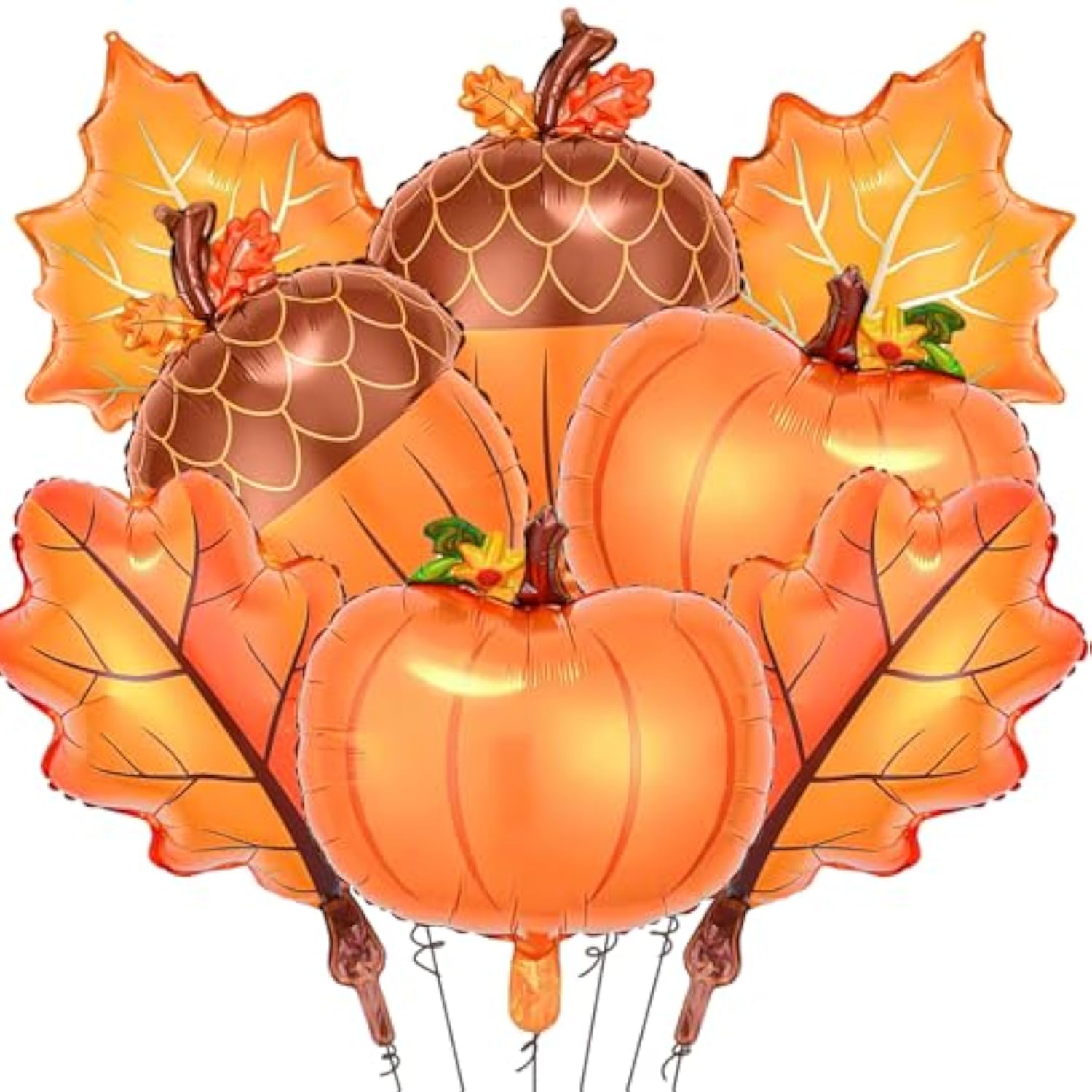 8 Pcs Fall Thanksgiving Balloons Pine Cone Maple Leaf Pumpkin Foil Party Decor