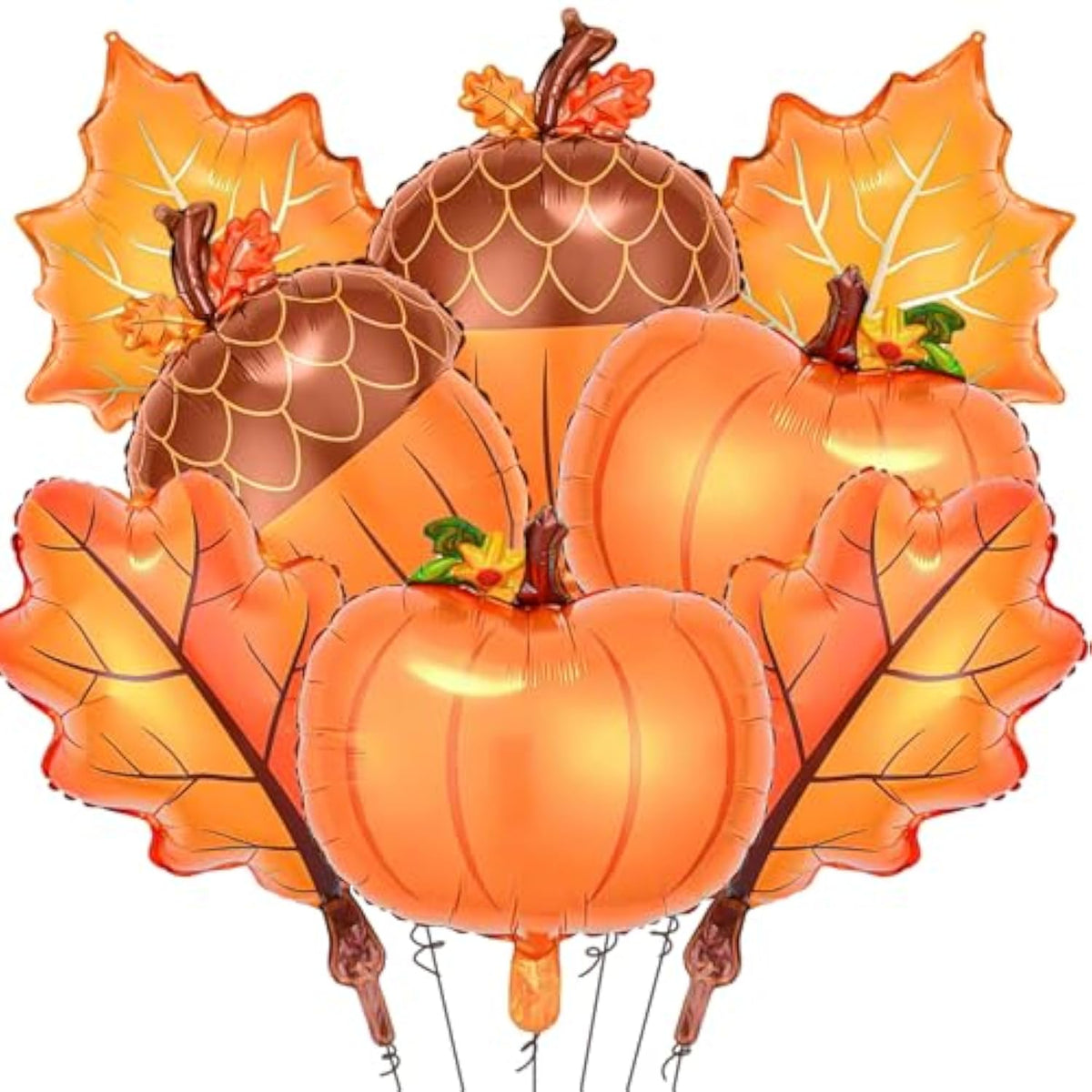 8 Pcs Fall Thanksgiving Balloons Pine Cone Maple Leaf Pumpkin Foil Party Decor