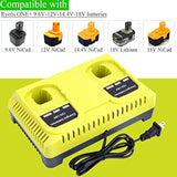 Replacement P117 Dual Charger for Ryobi 12V-18V One+ Batteries Fast Charging