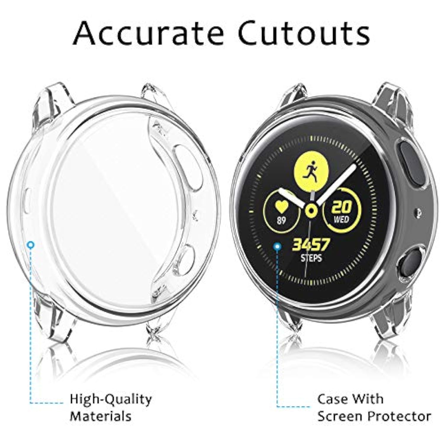 4 Pack Screen Protector For Samsung Galaxy Watch Active 2 40Mm 44Mm, Tpu All-Around Protective Case Cover Rugged Bumper Shell Accessories For Samsung Galaxy Watch Active 2