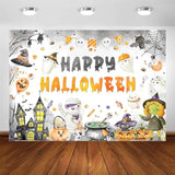 Happy Halloween Backdrop Cartoon Party Banner Spooky Ghost Photography Background 7x5ft