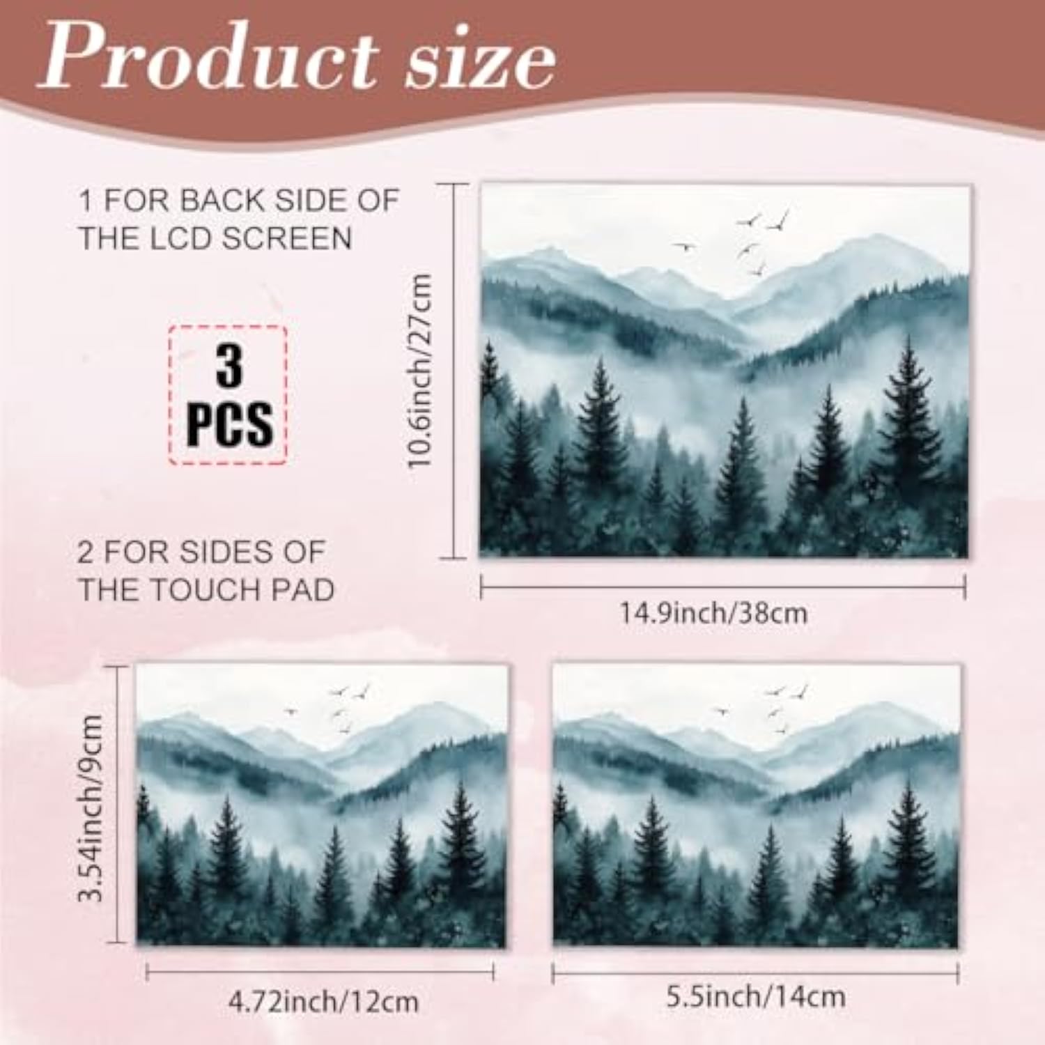 Misty Forest Laptop Skin Sticker Decals Fits 12" 13" 13.3" 14" 15 Inch Laptop Universal Removable Vinyl Notebook Landscape Painting Art Protector Netbook Pc Cover Decal