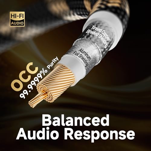HiFi Digital Coaxial Audio Cable for Audiophile 75-Ohm SPDIF Coax with O-C-C Core, Dual Shielded, 24K Gold-Plated Plug (3ft /1m)