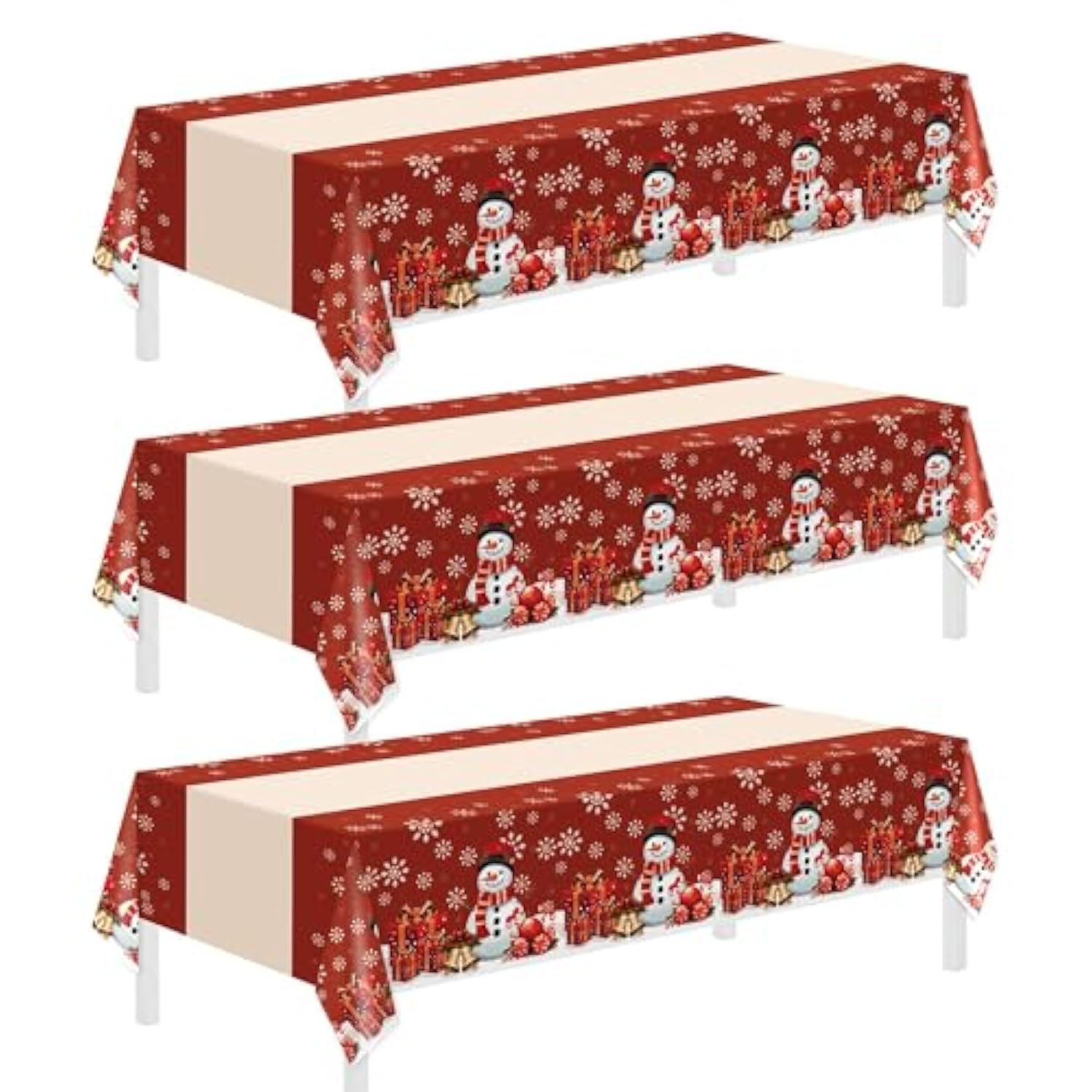 3 Pack Christmas Tablecloths,Disposable Plastic Tablecloths 54" X 108" Christmas Decorations,Xmas Snowman Table Cloths For Party Supplies,Plastic Table Covers For Home,Dinner,Indoor Or Outside