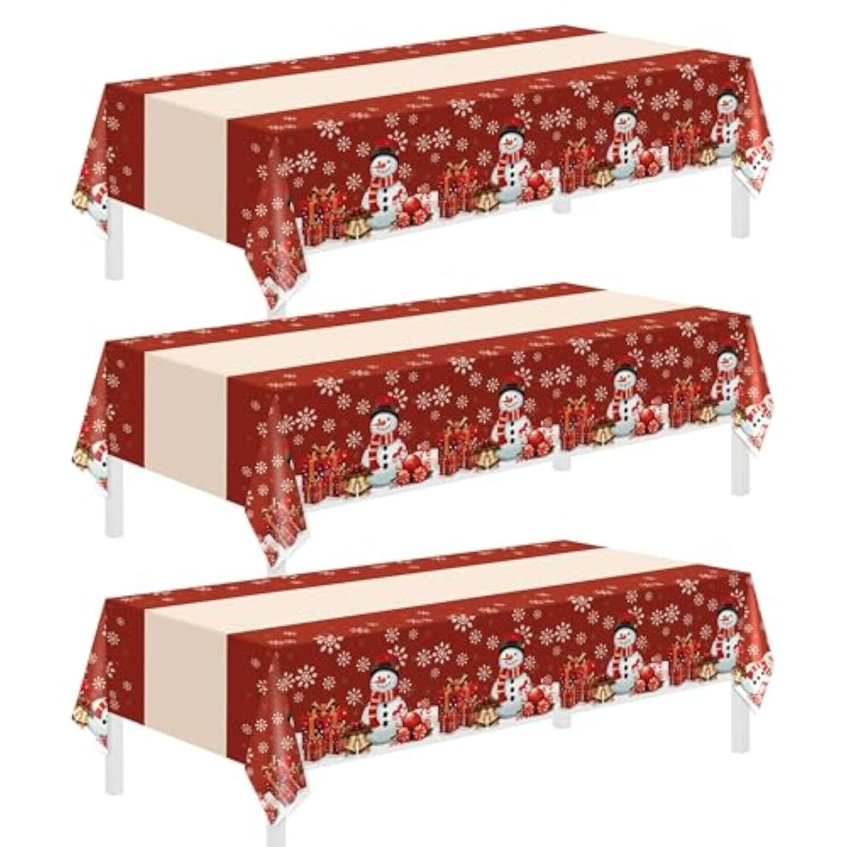3 Pack Christmas Tablecloths,Disposable Plastic Tablecloths 54" X 108" Christmas Decorations,Xmas Snowman Table Cloths For Party Supplies,Plastic Table Covers For Home,Dinner,Indoor Or Outside