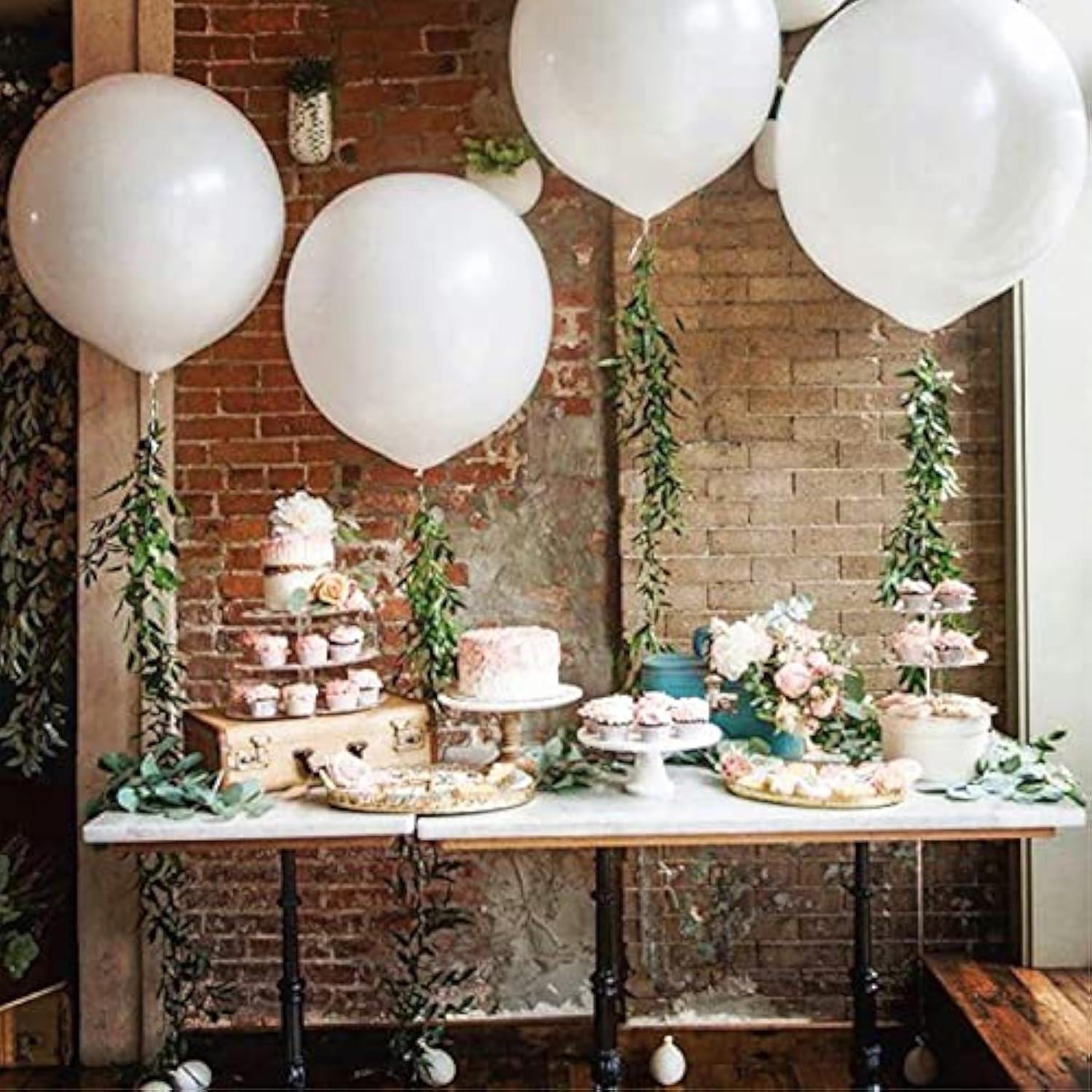 5-Pc Giant White Balloons 36-Inch Jumbo for Birthday, Wedding, and Party Decor