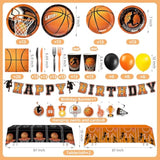 185Pcs Basketball Party Decorations & Supplies, Serves 26 - Include Plates And Napkins, Banner, Hanging Swirls, Cups, Utensils, Balloons, Tablecloths For Basketball Birthday Party