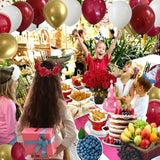 Burgundy And Gold Balloons,Burgundy Balloons,62 Pcs Ruby Red Balloons Wine Red Balloons Maroon Balloon Arch Kit For Valentine'S Day Party Decoration,Birthday Decoration