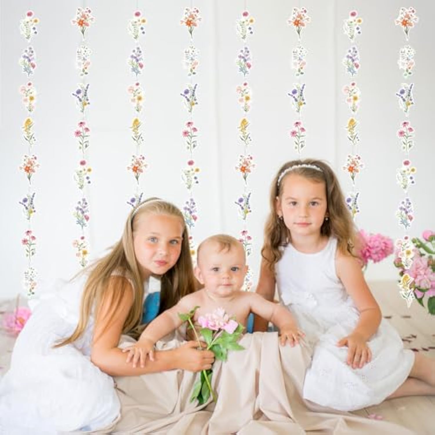 8 Packs Wildflower Paper Hanging Garland Birthday Decorations, Flower Party Baby Bridal Shower Floral Birthday Decor For Girls Women, Spring Summer Wedding Ceiling Decoration