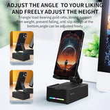 Foldable Phone Stand with Speaker, Gifts for Men Women, Wireless Bluetooth Speaker with Cell Phone Stand and Anti-Slip Base Led RGB Light HD Surround