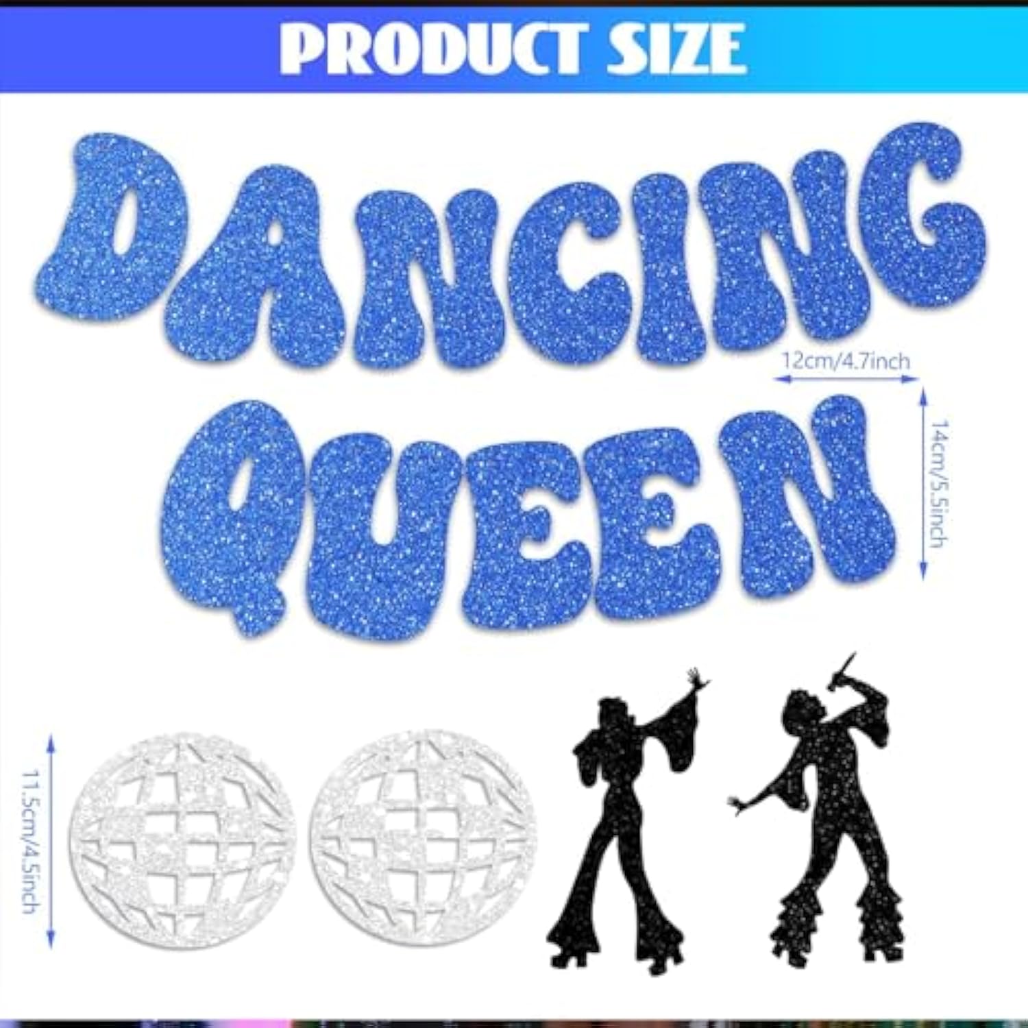 Glitter Dancing Queen Party Decor Disco Ball Banner for Mamma Mia/Bachelorette