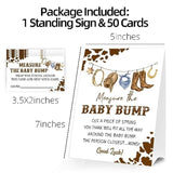 Baby Shower Games Measure The Baby Bump Sign, How Big Is Mommy'S Belly Party Favors Supplies, 5X7 Inch Kraft Standing Sign And 50 Guessing Cards, Cowboy