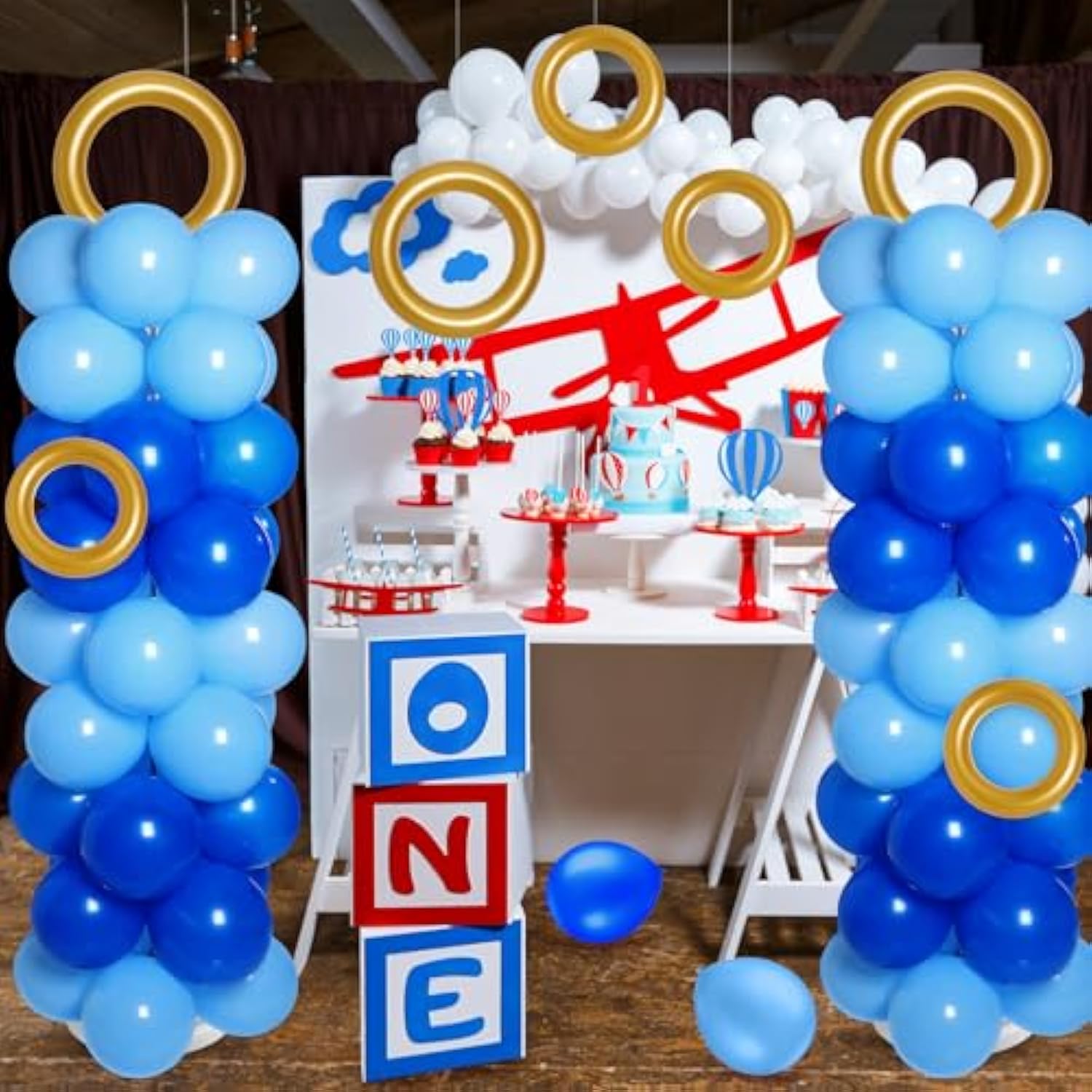 2 Sets Cartoon Hedgehog Theme Balloon Column Stand Kit 100 Pcs Adjustable Blue Balloon Tower Pillar With 4 Pcs Gold Circle For Carnival Circus Theme Birthday Party Decorations