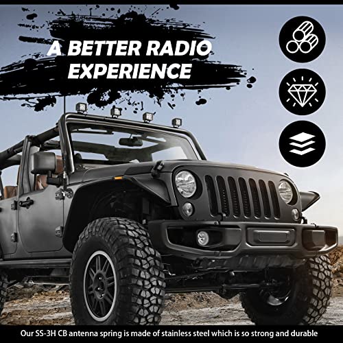 SS-3H CB Antenna Spring, Stainless Steel Heavy Duty CB Radio Antenna Mount Spring, Spring to Fit Mobile/in-Vehicle CB Radio Antenna Mount Up to 60"