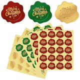 480Pcs Christmas Foil Seal Stickers Merry Christmas Stickers Gold Red Green Self-Adhesive Label Decals For Xmas Greeting Invitation Cards Sealing Gift Wrapping Supplies